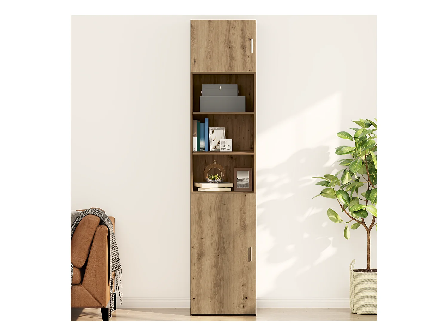 Meuble mural Montage mural avec porte chêne artisanal 50 x 42,5 x 40 cm