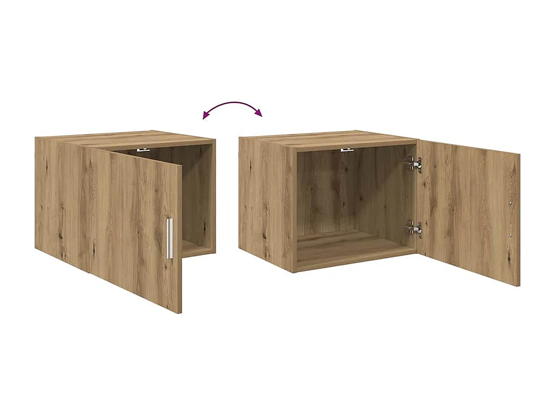 Mobile pensile con anta in rovere lavorato a mano 50 x 42,5 x 40 cm