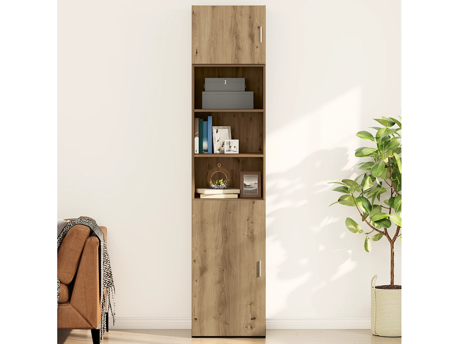 Meuble mural Montage mural avec porte chêne artisanal 50 x 42,5 x 40 cm