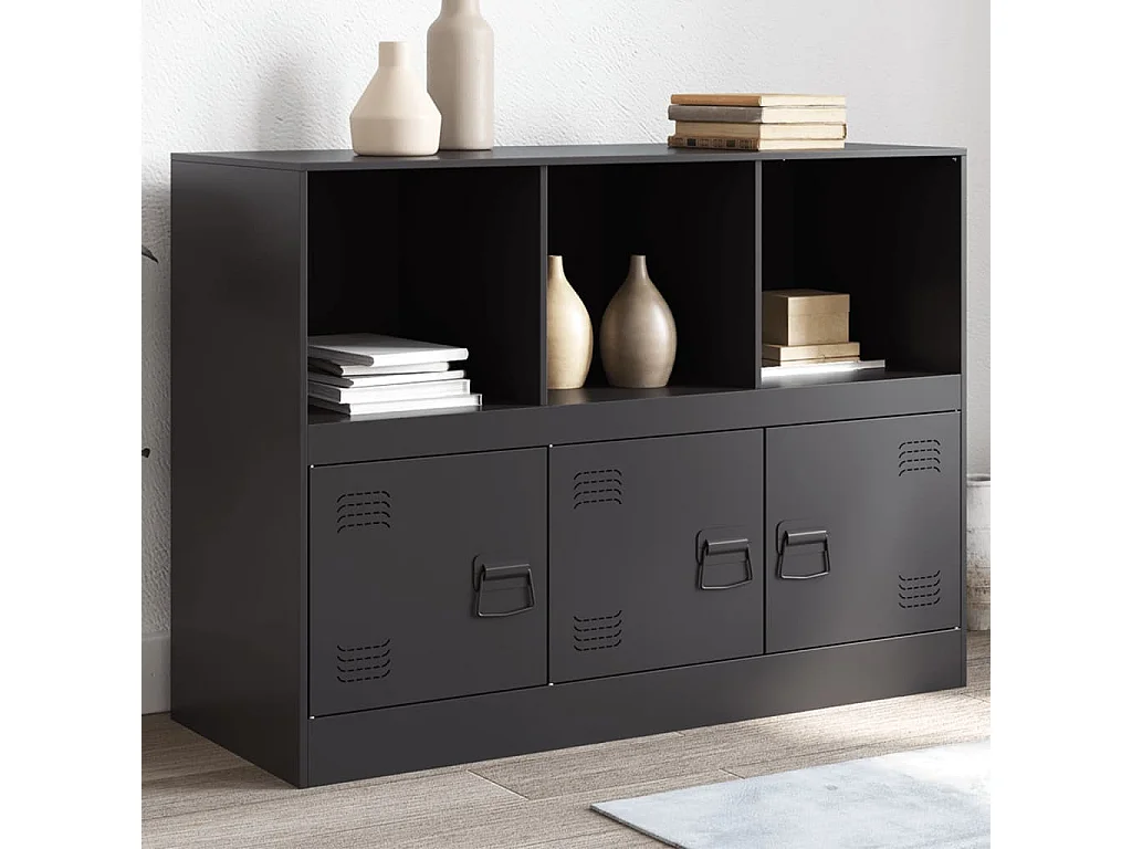 Buffet noir 99x39x73 cm acier