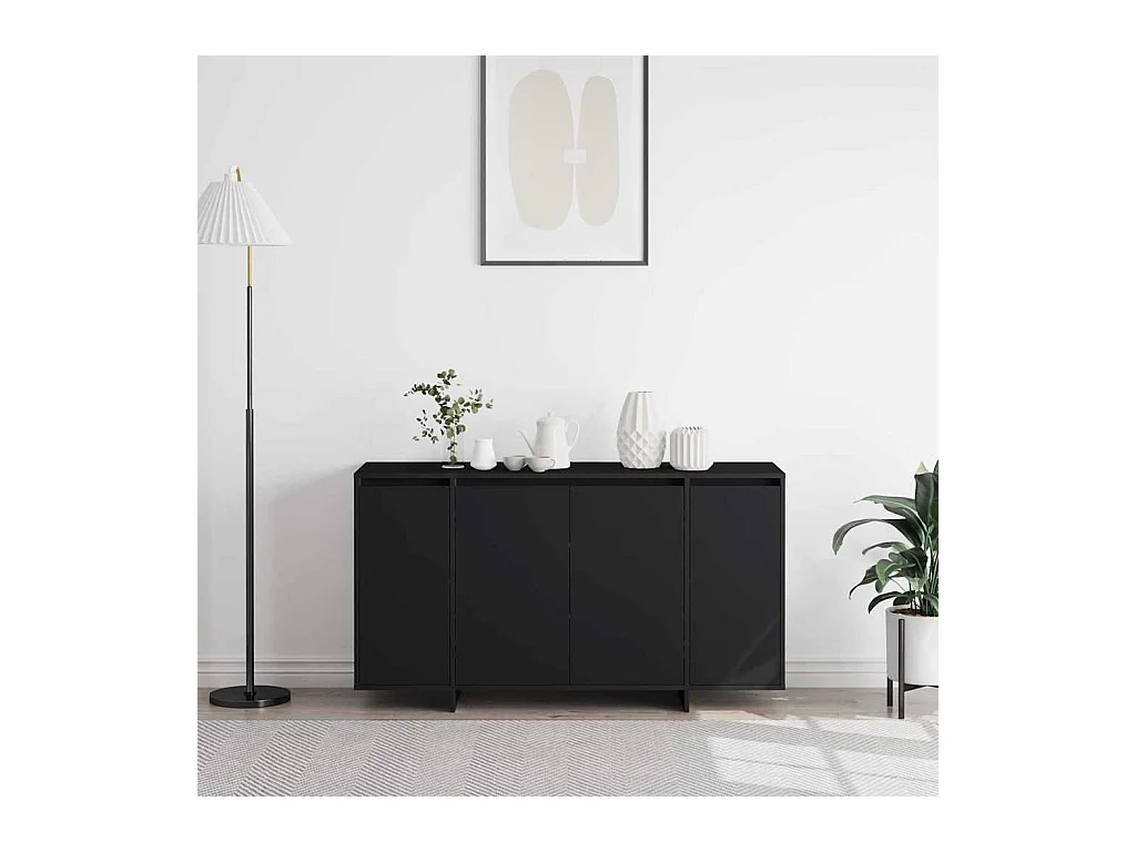 Buffet Noir Noir Bois d'ingénierie 135 x 41 x 75 cm Buffet Noir