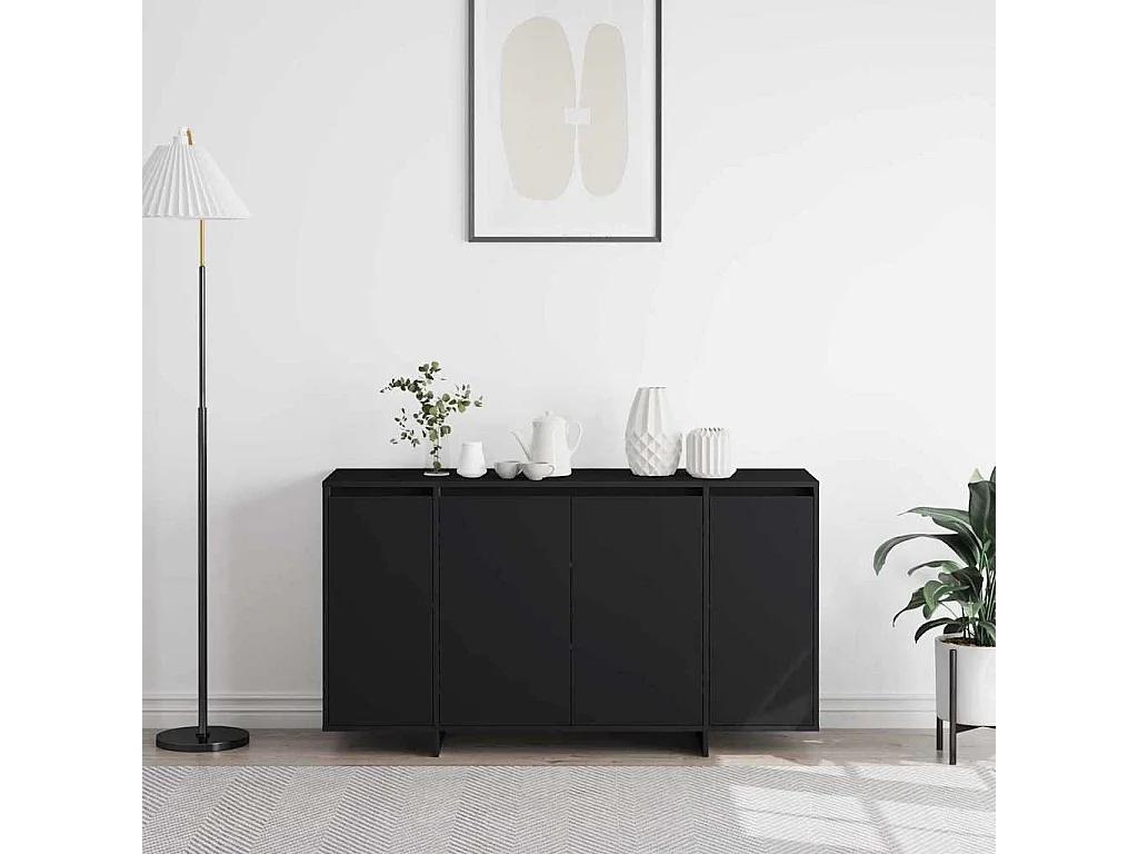 Buffet Noir Noir Bois d'ingénierie 135 x 41 x 75 cm Buffet Noir