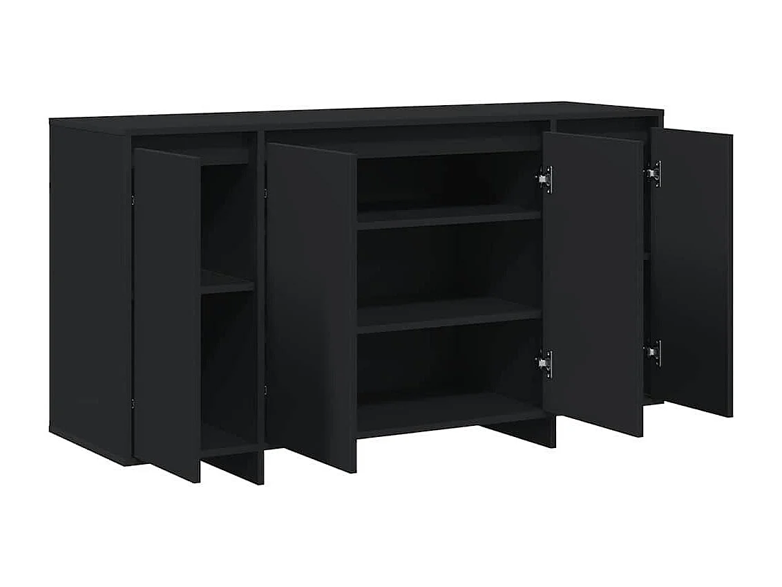 Buffet Noir Noir Bois d'ingénierie 135 x 41 x 75 cm Buffet Noir