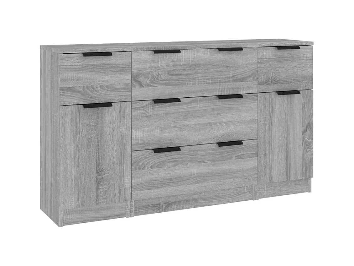 Ensemble de buffets 3 pcs Sonoma gris Bois d'ingénierie