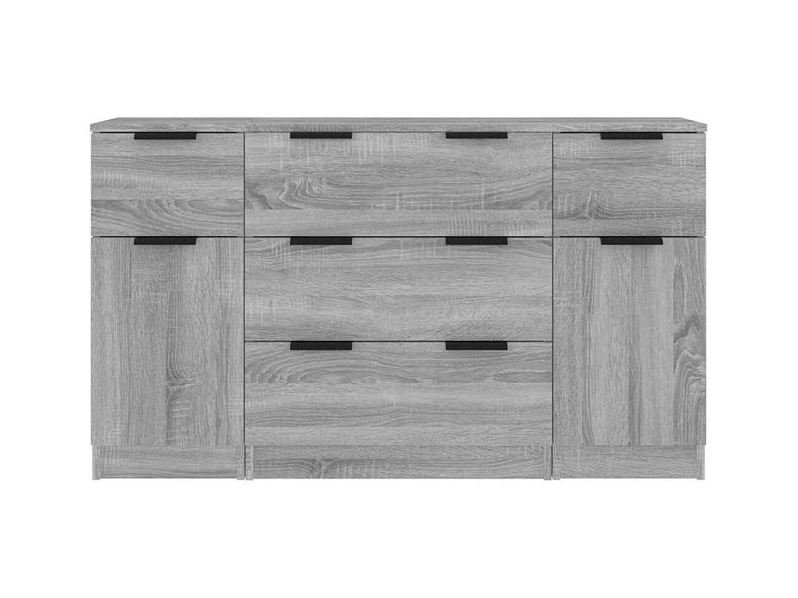 Ensemble de buffets 3 pcs Sonoma gris Bois d'ingénierie