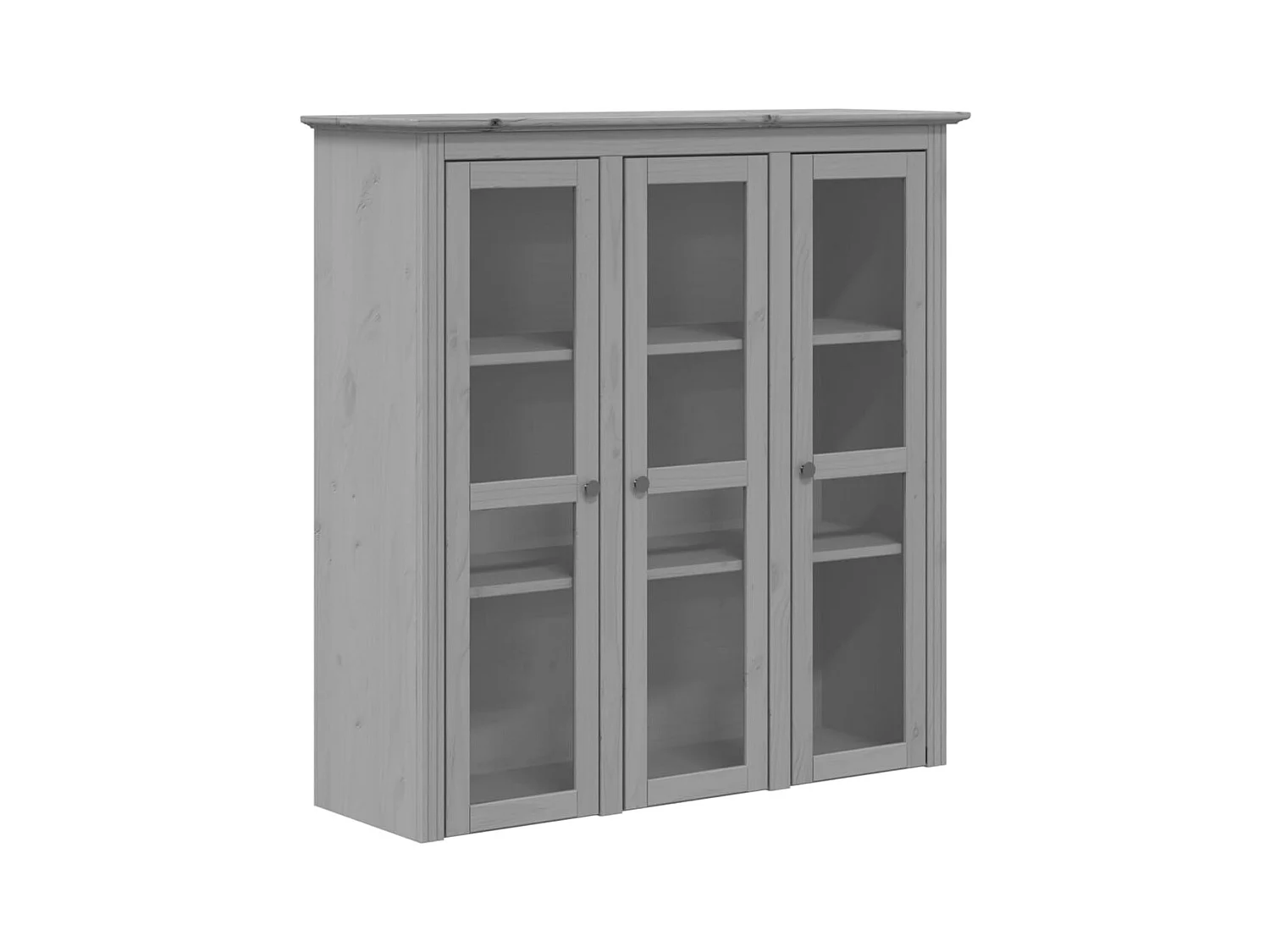 Armoire avec portes vitrées BODO gris bois de pin massif