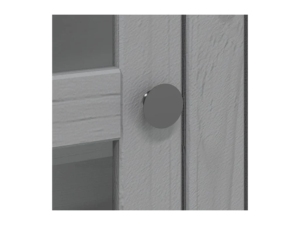 Armoire avec portes vitrées BODO gris bois de pin massif