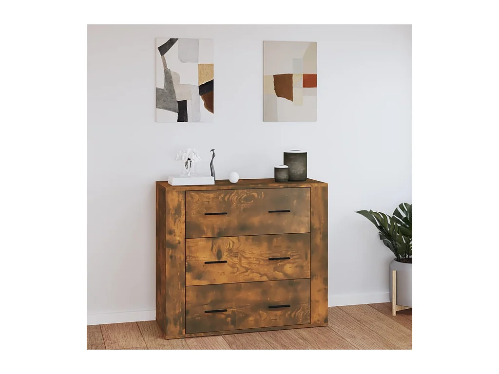 Buffet Chêne fumé 80x33x70 cm Bois d'ingénierie