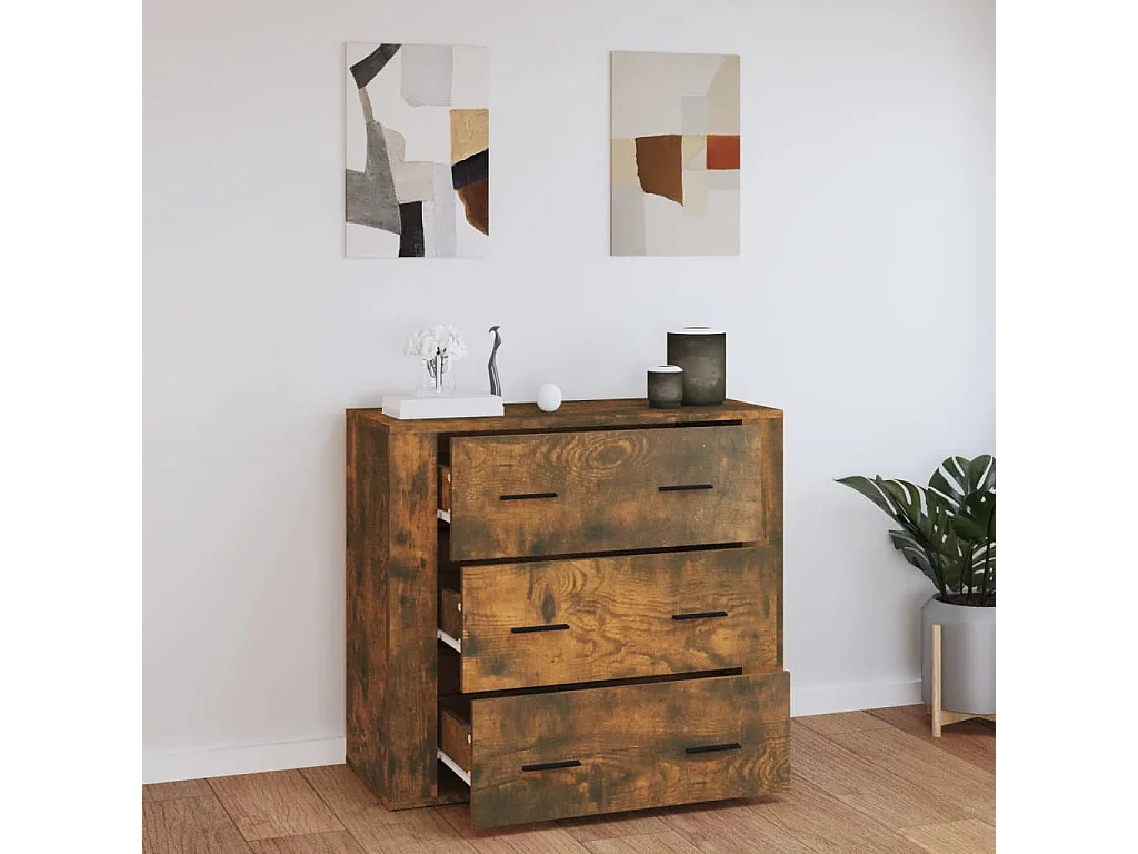 Buffet Chêne fumé 80x33x70 cm Bois d'ingénierie