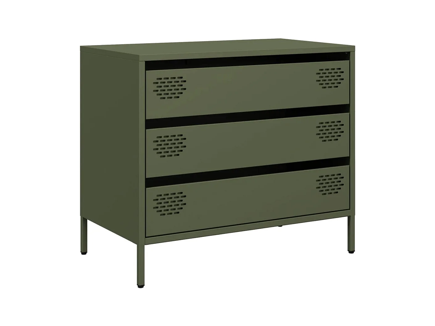 Olivgrünes Sideboard 68x39x58,5 cm kaltgewalzter Stahl
