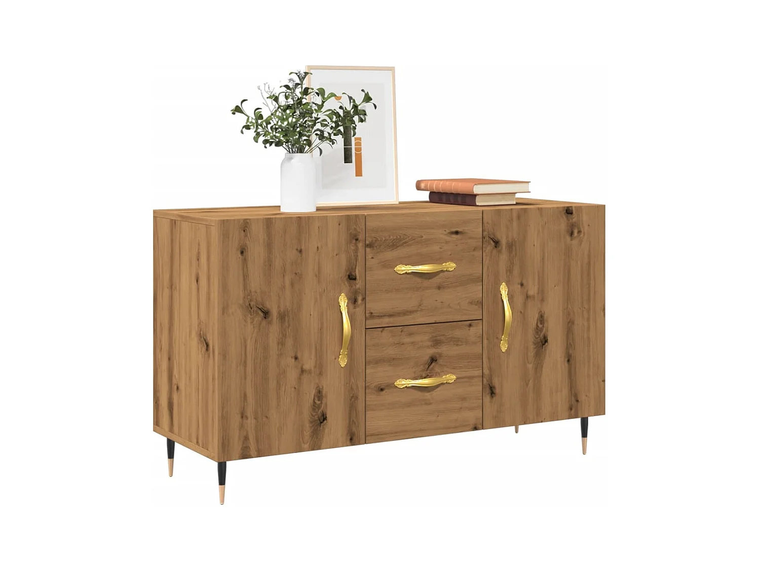 Buffet chêne artisanal 100x36x60 cm bois d'ingénierie