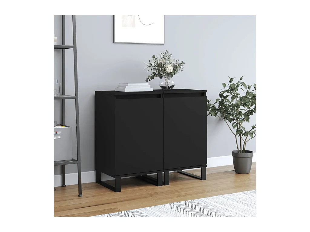 Buffets 2 pcs noir 40x35x70 cm bois d’ingénierie