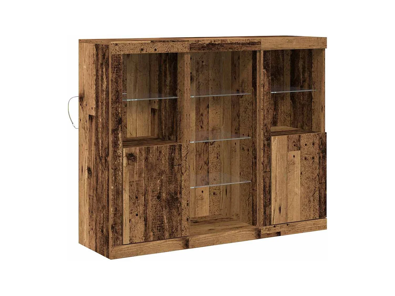 Meuble de rangement avec lumières LED vieux bois 123x37x100 cm bois d'ingénierie