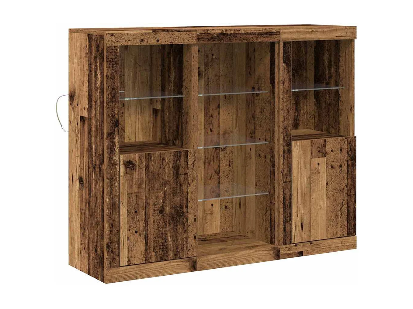 Meuble de rangement avec lumières LED vieux bois 123x37x100 cm bois d'ingénierie