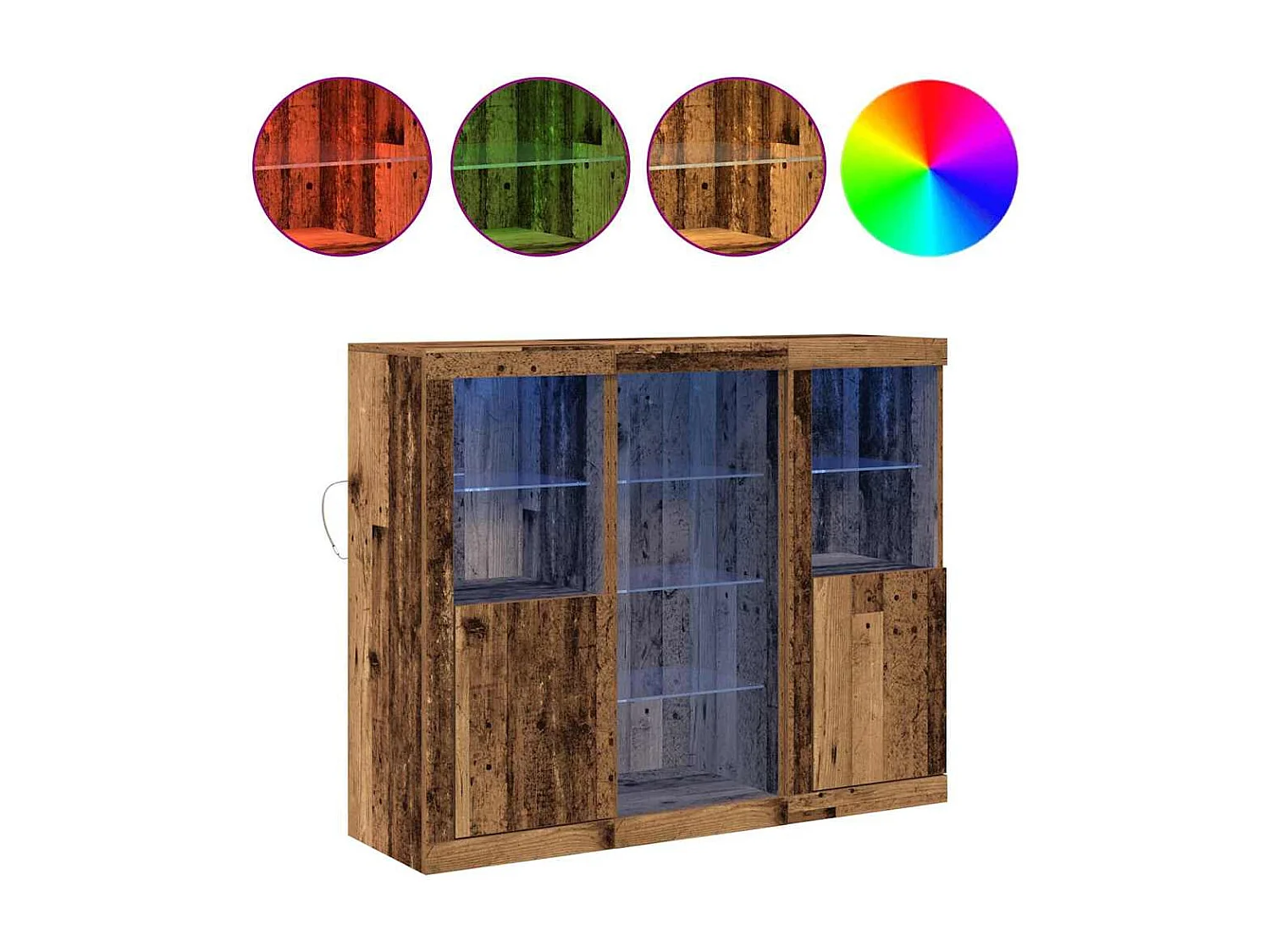 Meuble de rangement avec lumières LED vieux bois 123x37x100 cm bois d'ingénierie