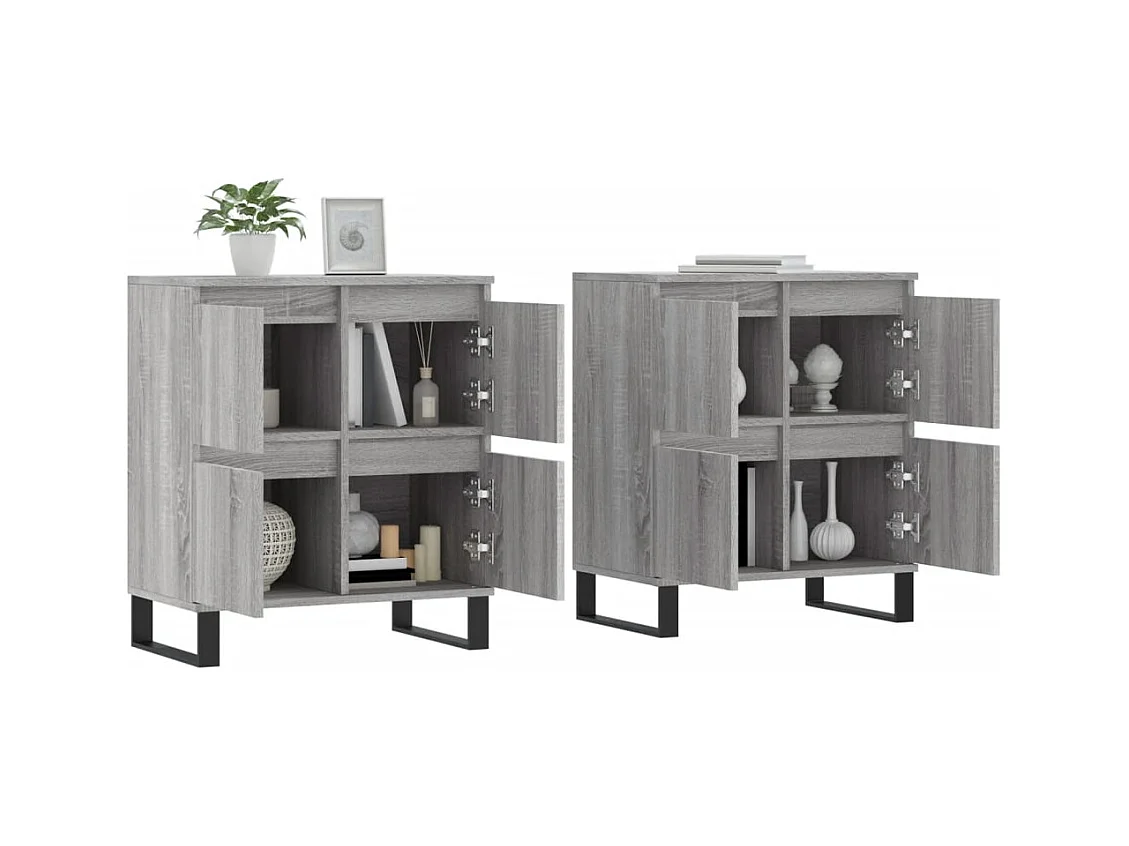 Buffets 2 pcs sonoma gris bois d'ingénierie