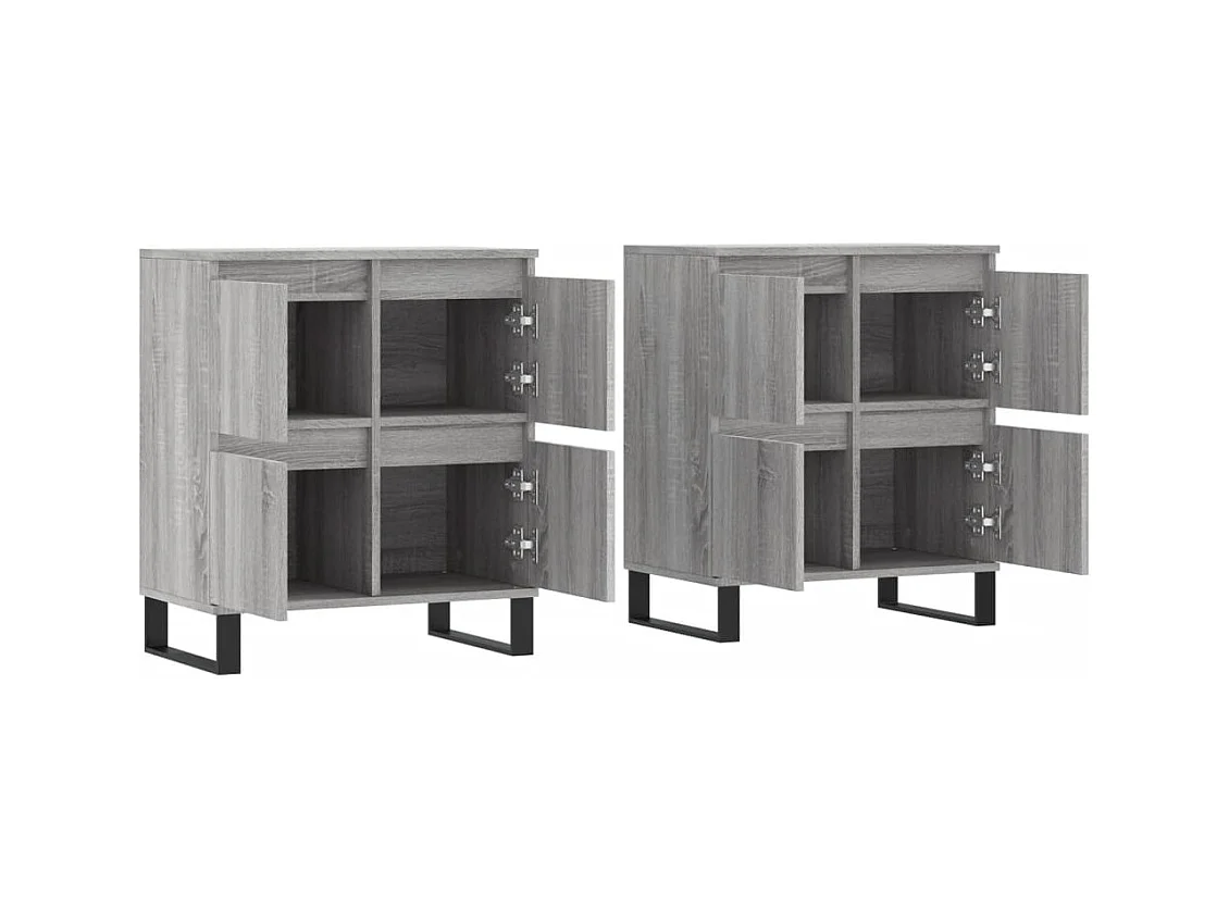 Buffets 2 pcs sonoma gris bois d'ingénierie