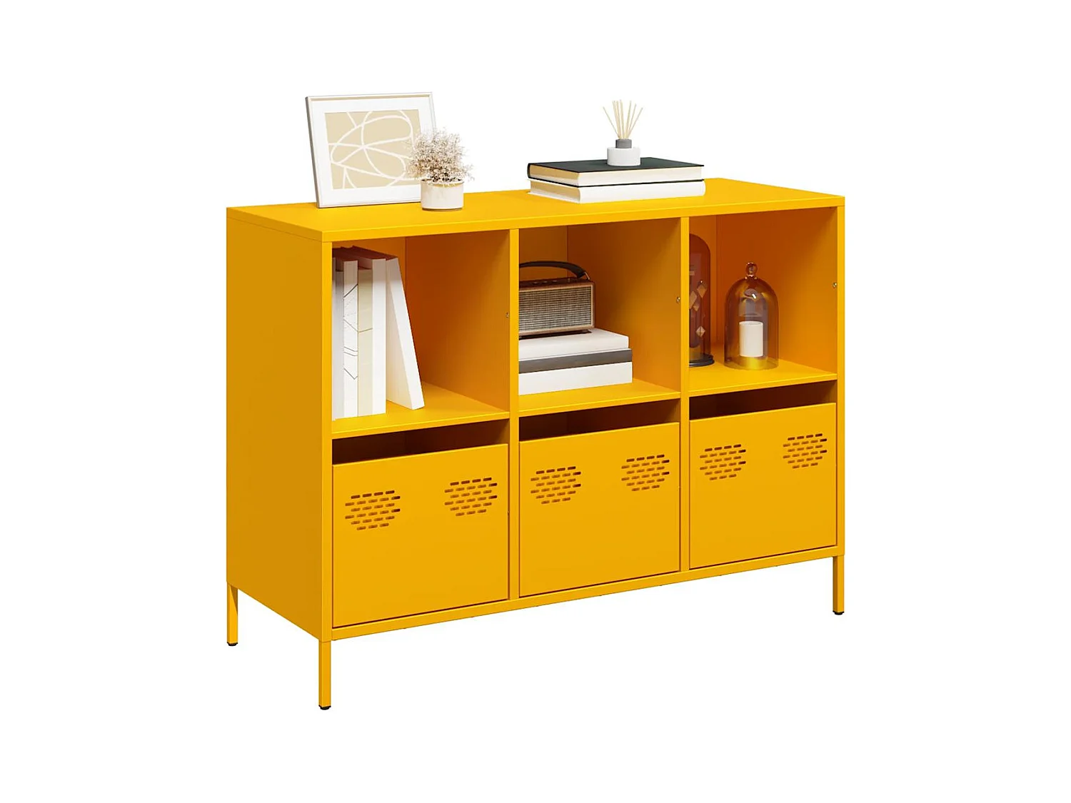 Buffet jaune moutarde 101,5x39x73,5 cm acier laminé à froid