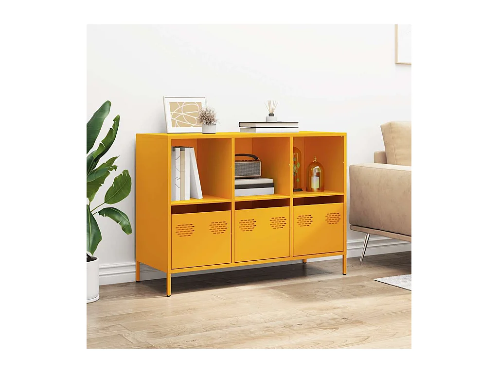 Buffet jaune moutarde 101,5x39x73,5 cm acier laminé à froid