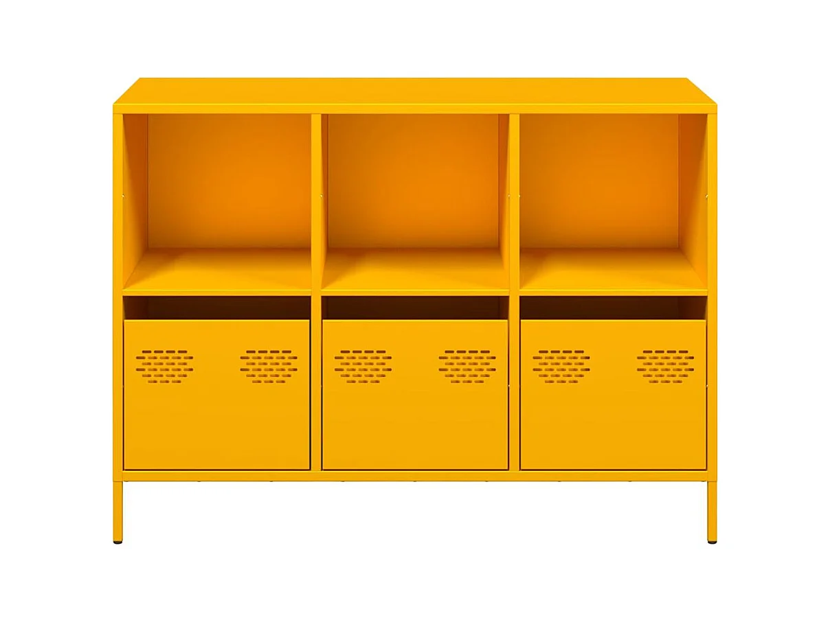 Buffet jaune moutarde 101,5x39x73,5 cm acier laminé à froid