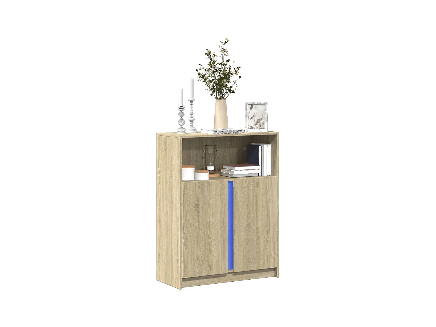Buffet avec LED chêne sonoma 77x34x100 cm bois d'ingénierie