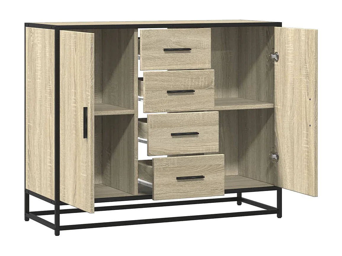Buffet chêne sonoma 92x35x76 cm bois d'ingénierie