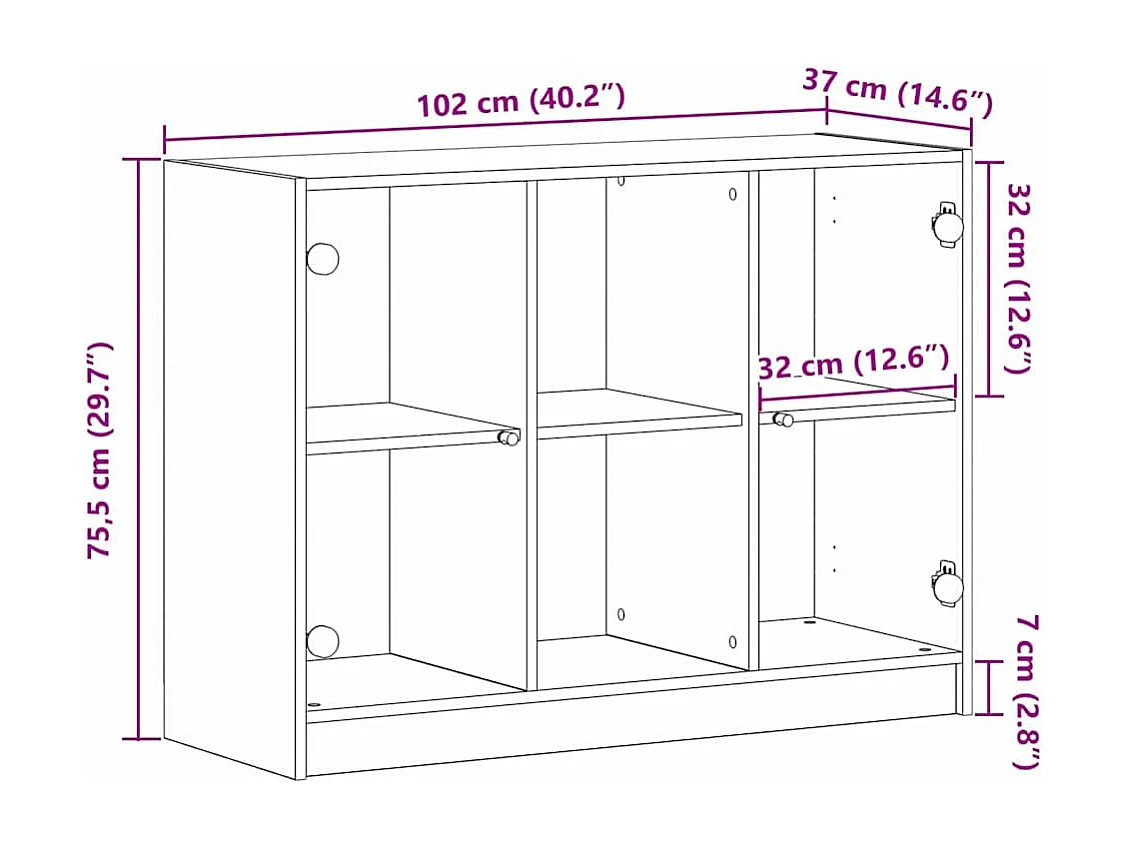 Buffet Chêne Noir 102x37x75,5 cm Bois Aggloméré
