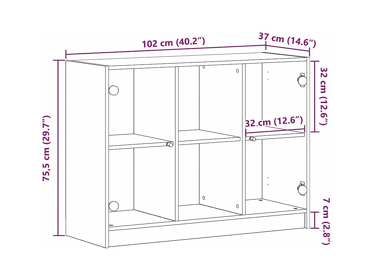 Buffet Chêne Noir 102x37x75,5 cm Bois Aggloméré