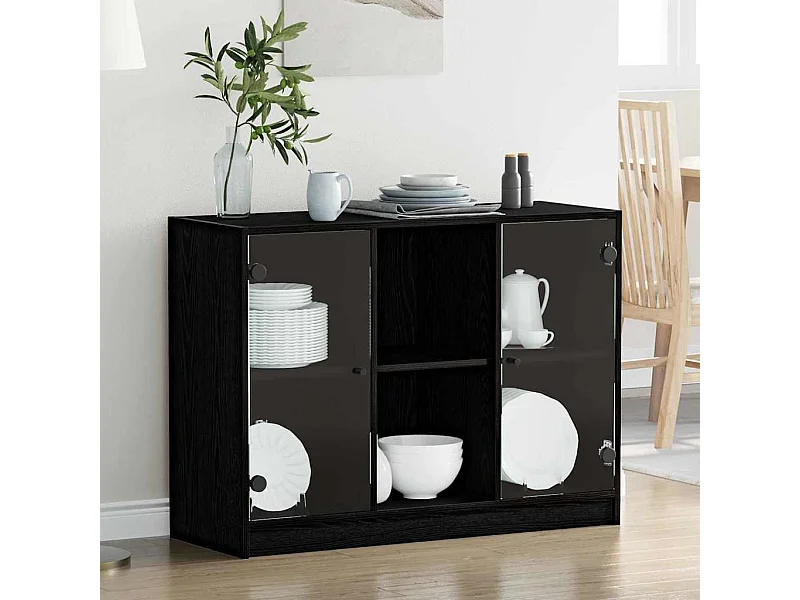 Buffet Chêne Noir 102x37x75,5 cm Bois Aggloméré