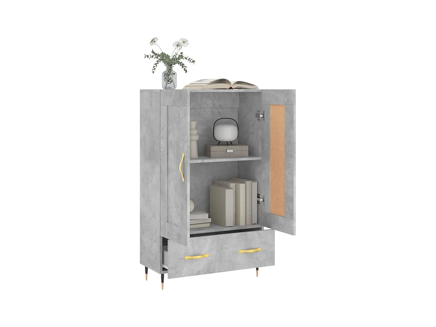 Betongrijs hoog dressoir 69,5x31x115 cm bewerkt hout