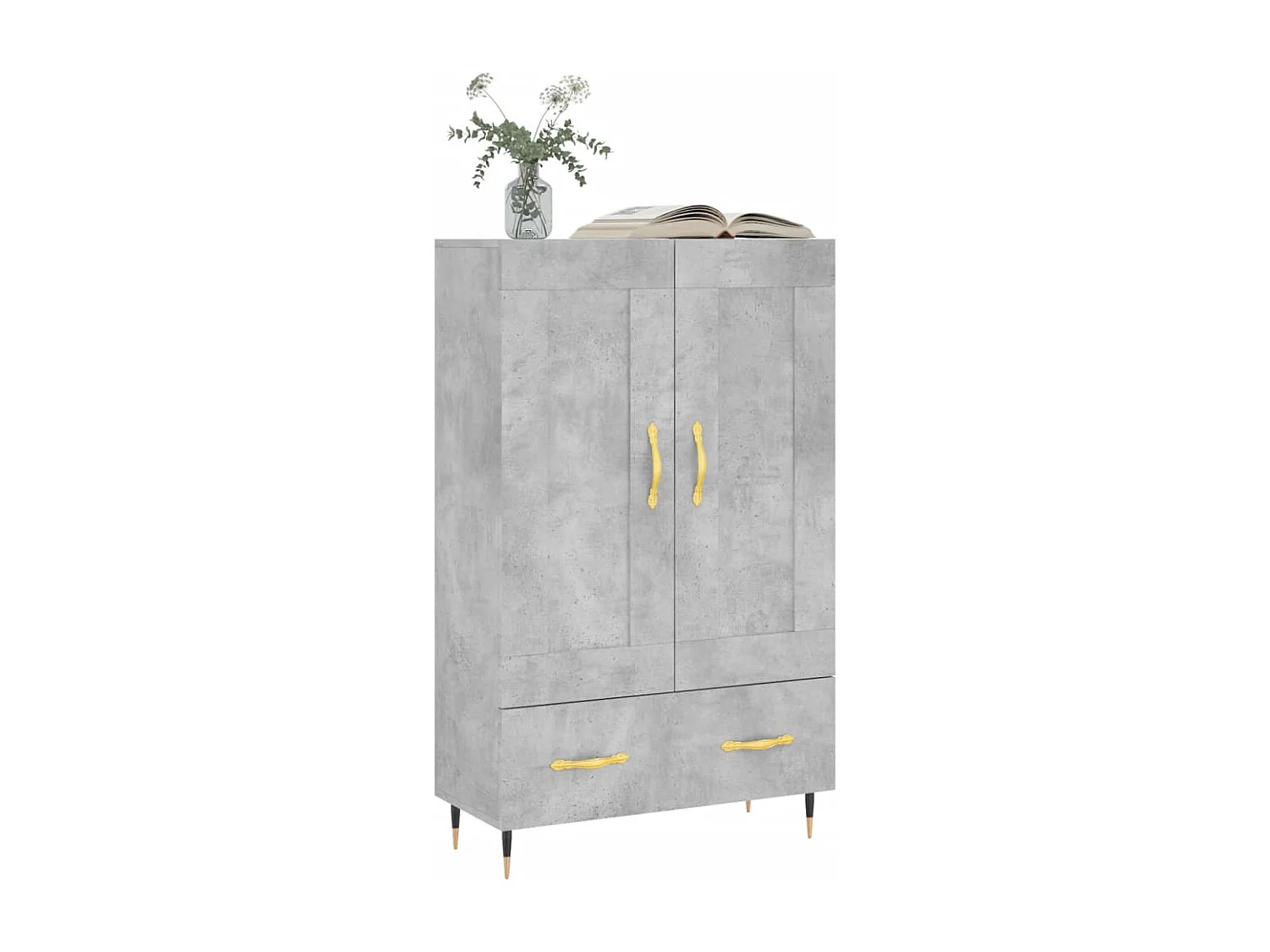 Buffet haut gris béton 69,5x31x115 cm bois d'ingénierie