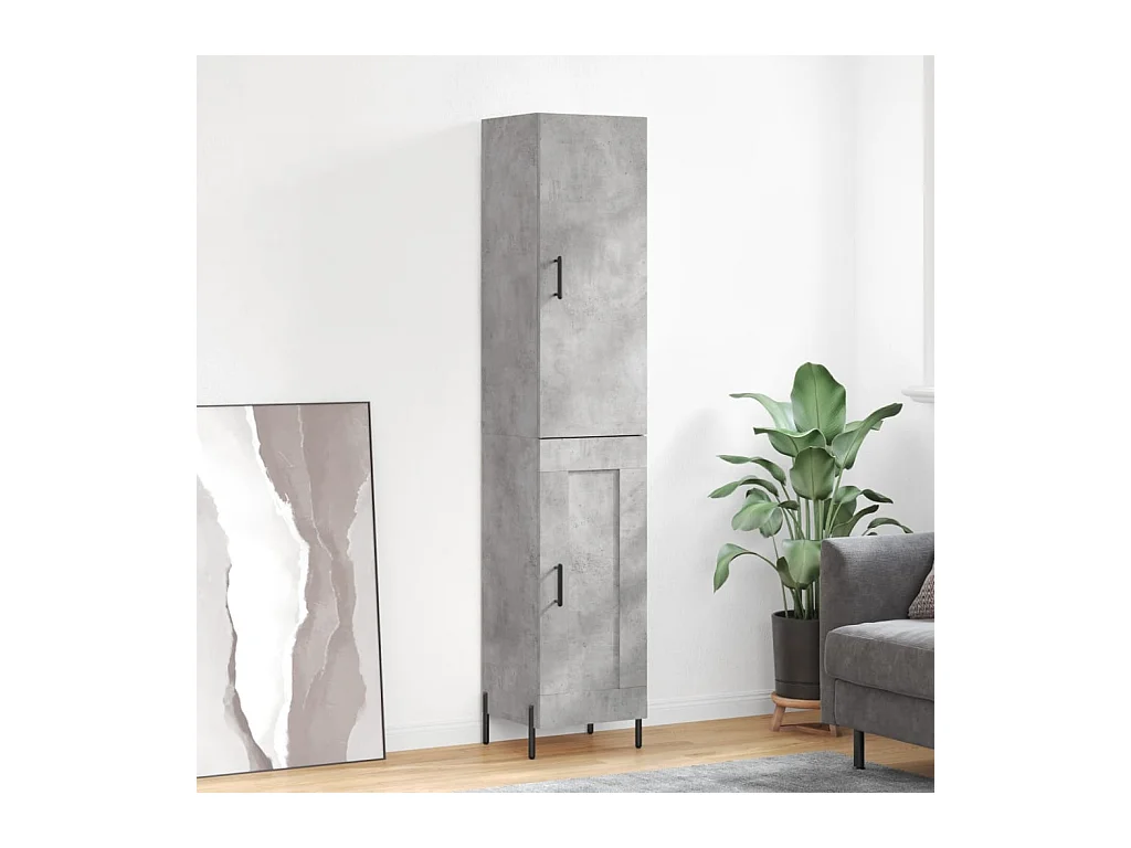 Credenza alta Grigio cemento 34,5x34x180 cm Legno ingegnerizzato