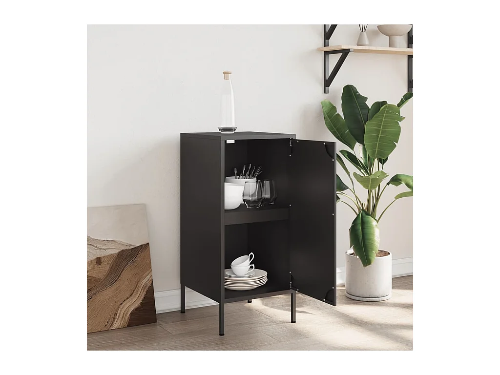 Buffet noir 36x39x79 cm acier