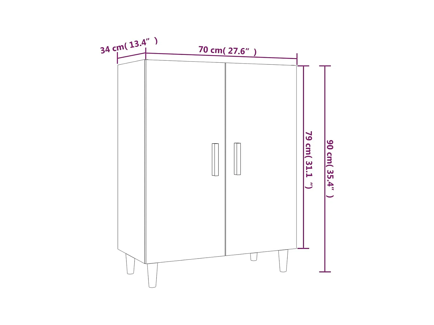 Credenza in rovere Sonoma 70x34x90 cm in legno ingegnerizzato
