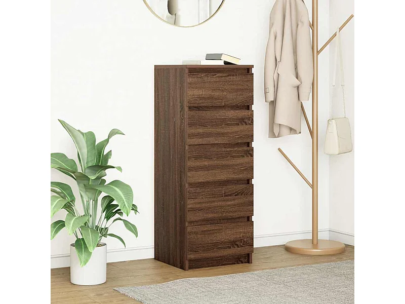 Dressoir met lades bruin eiken 37,5x35x99cm bewerkt hout