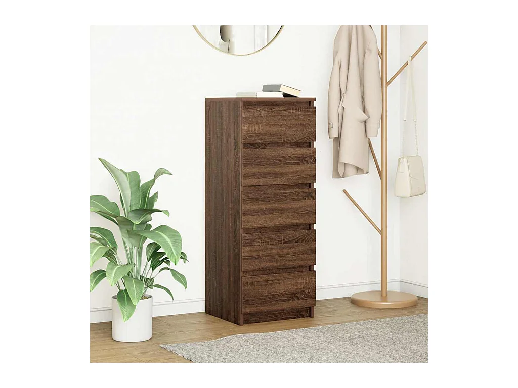 Dressoir met lades bruin eiken 37,5x35x99cm bewerkt hout