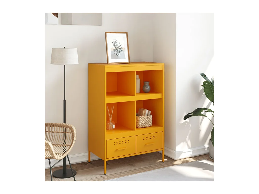 Buffet haut jaune moutarde 68x39x101,5 cm acier