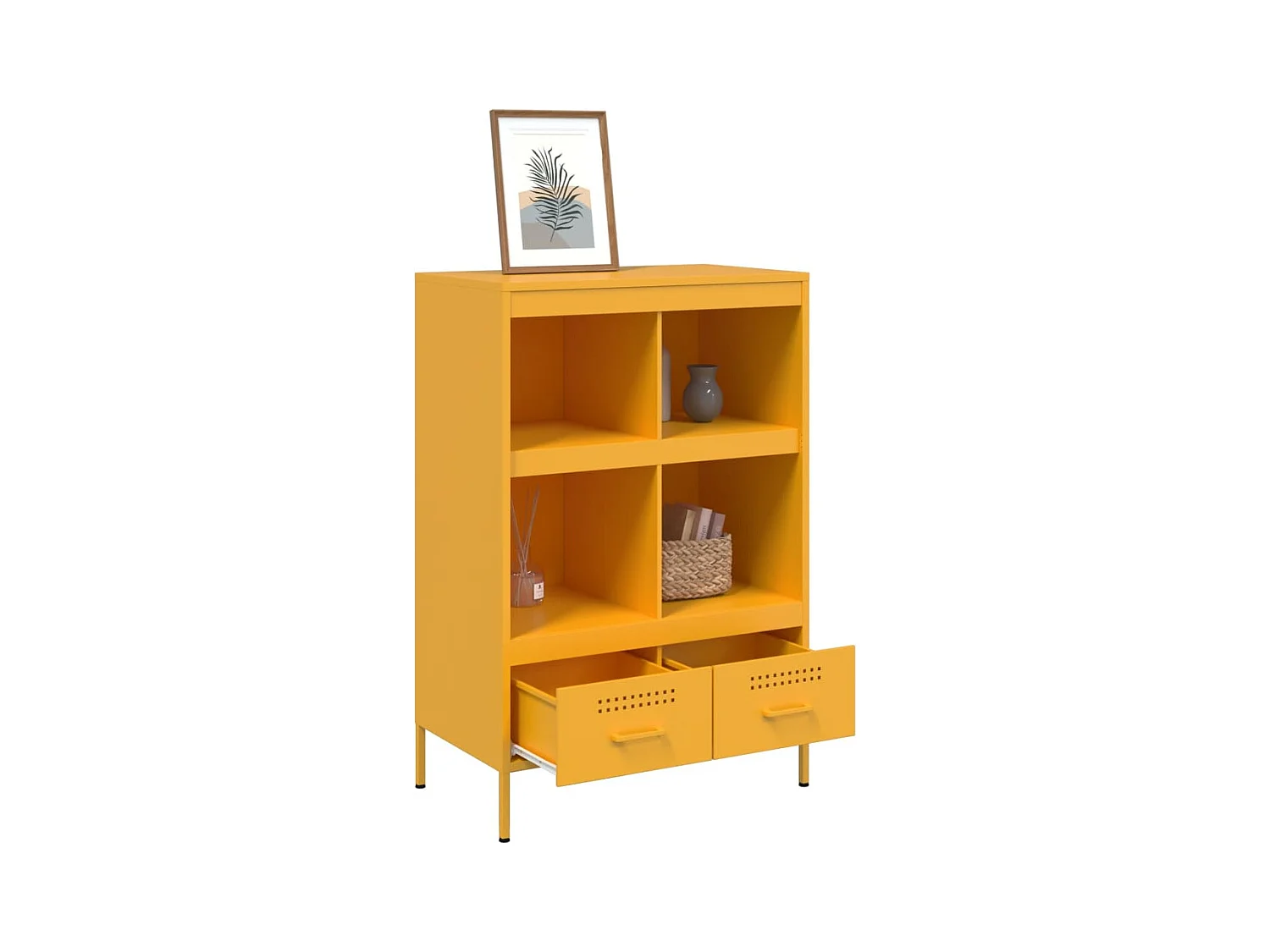 Buffet haut jaune moutarde 68x39x101,5 cm acier