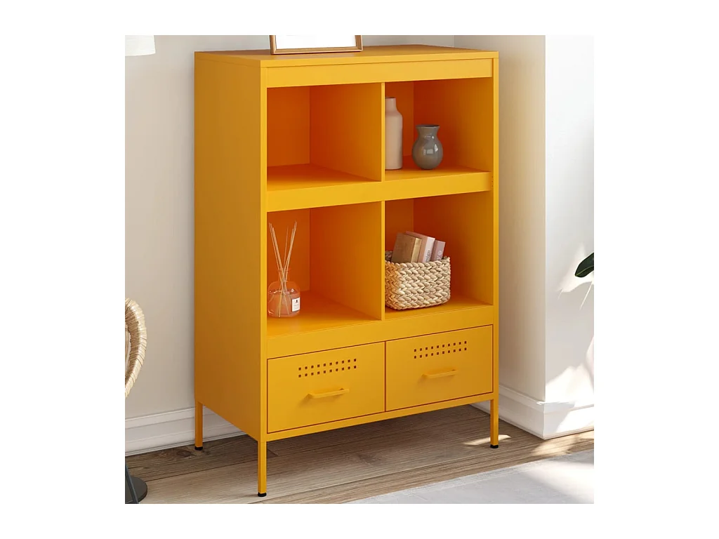 Buffet haut jaune moutarde 68x39x101,5 cm acier