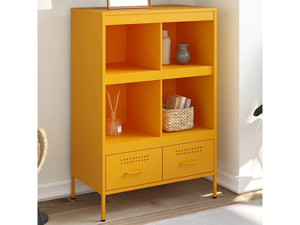 Aparador alto amarillo mostaza 68x39x101,5 cm acero