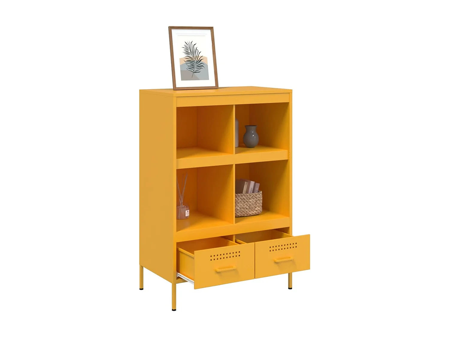 Aparador alto amarillo mostaza 68x39x101,5 cm acero