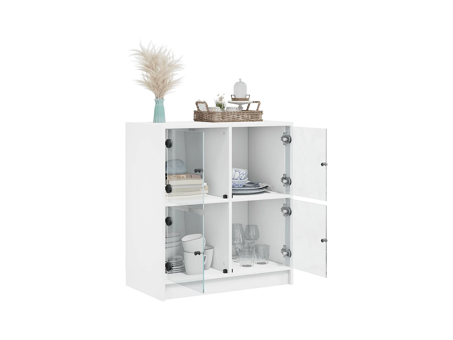 Armoire latérale avec portes en verre blanc 68x37x75,5 cm