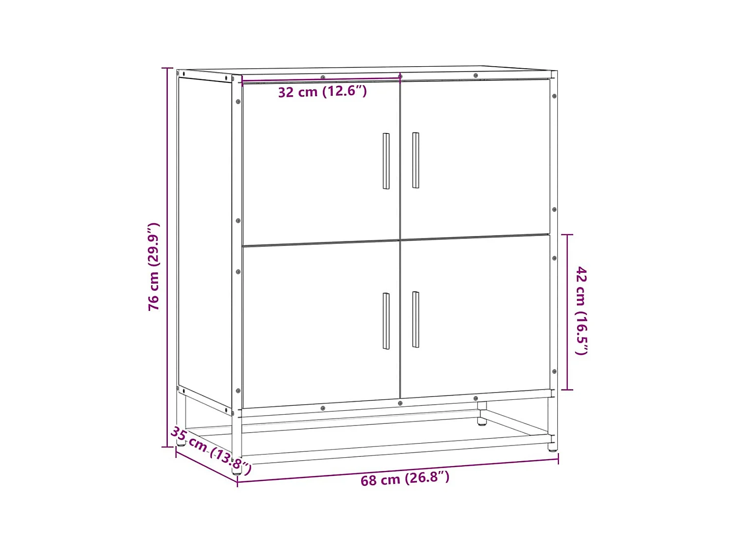 Buffet sonoma gris 68x35x76 cm bois d'ingénierie