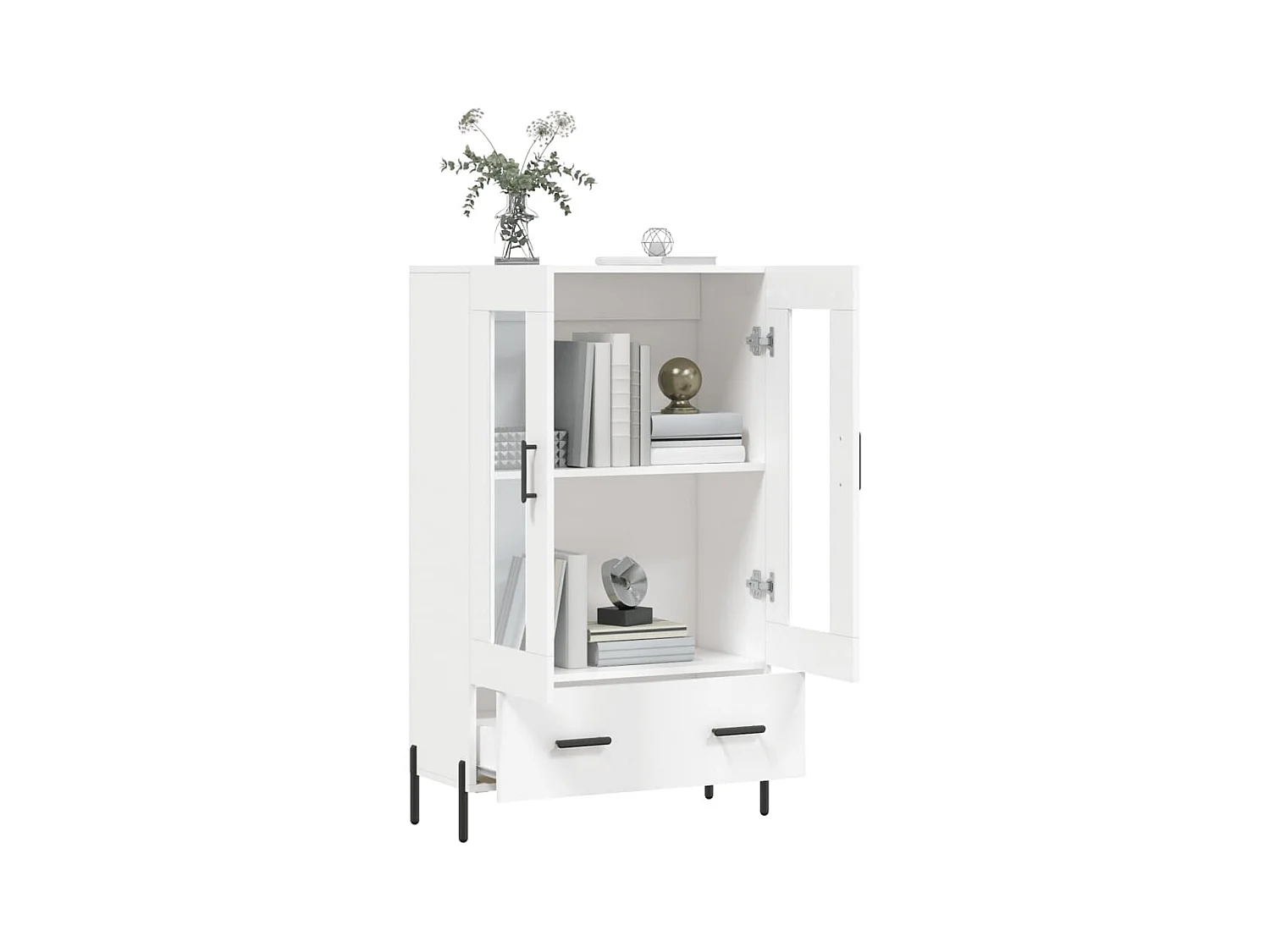 Buffet haut blanc 69,5x31x115 cm bois d'ingénierie