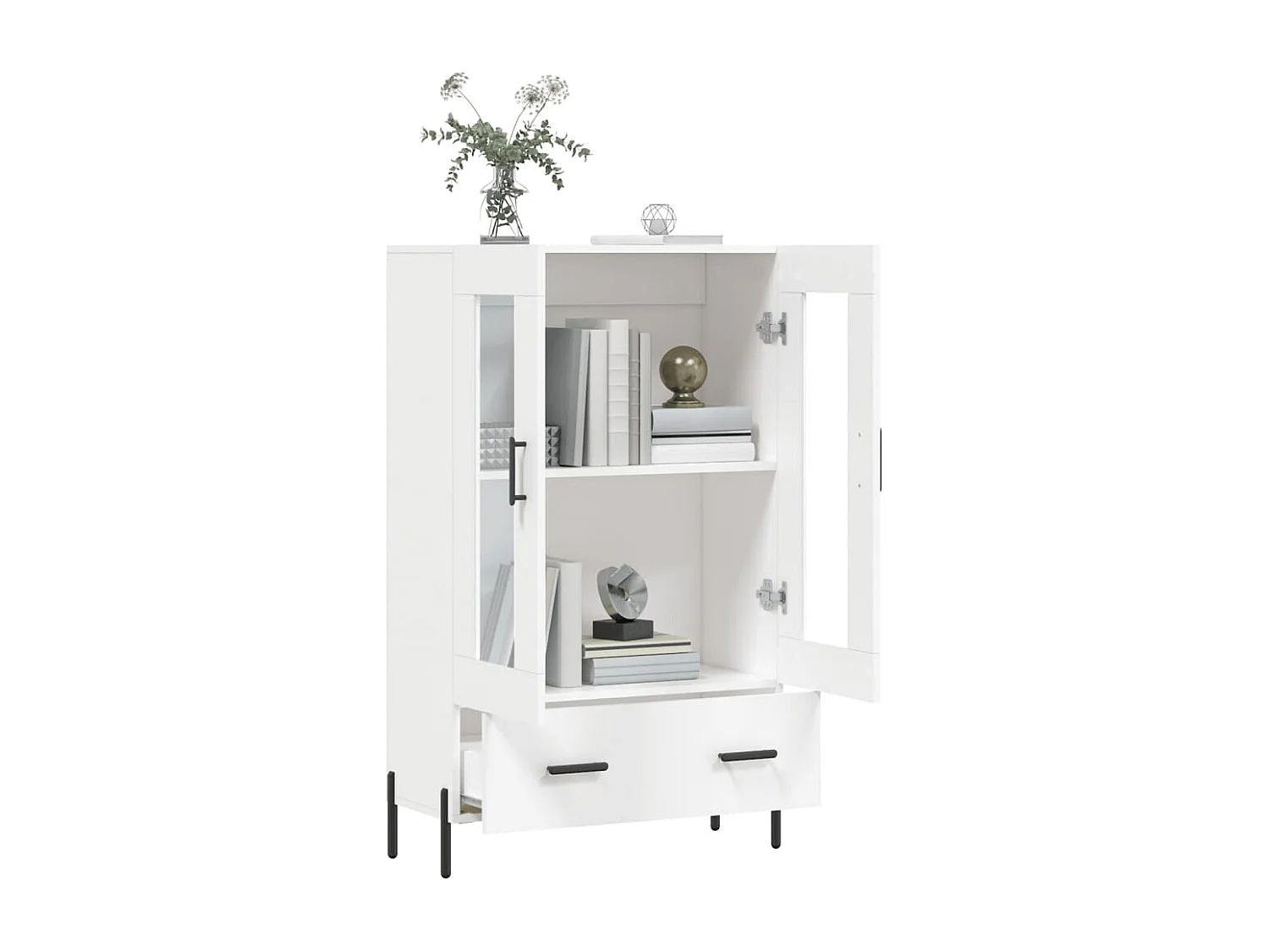 Credenza alta bianca 69,5x31x115 cm in legno ingegnerizzato