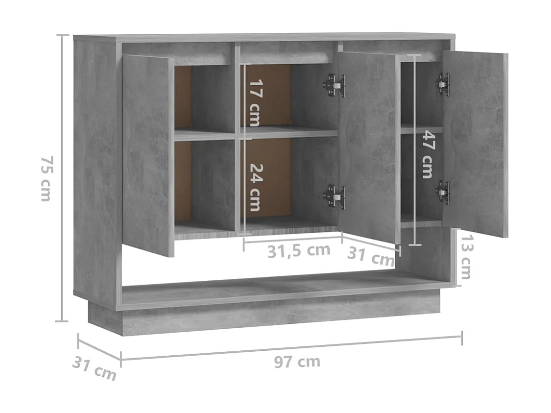 Buffet Gris béton 97x31x75 cm Bois d'ingénierie