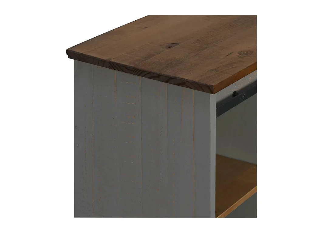 Buffet HALDEN porte coulissante gris 80x40x80 cm bois massif