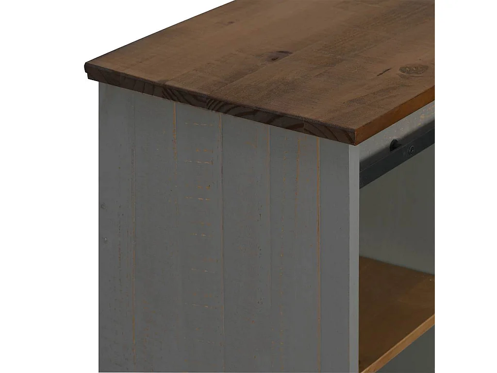Buffet HALDEN porte coulissante gris 80x40x80 cm bois massif