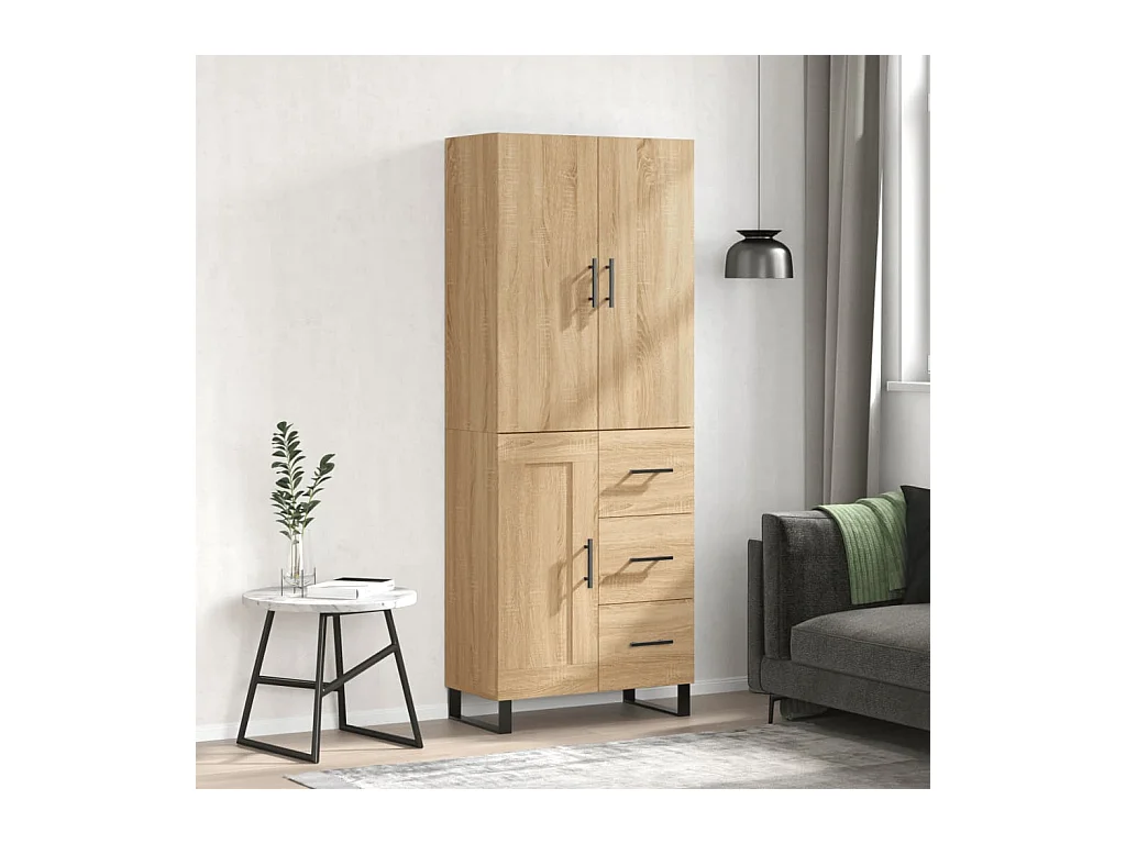 Hoog dressoir Sonoma eiken 69,5x34x180 cm Technisch hout