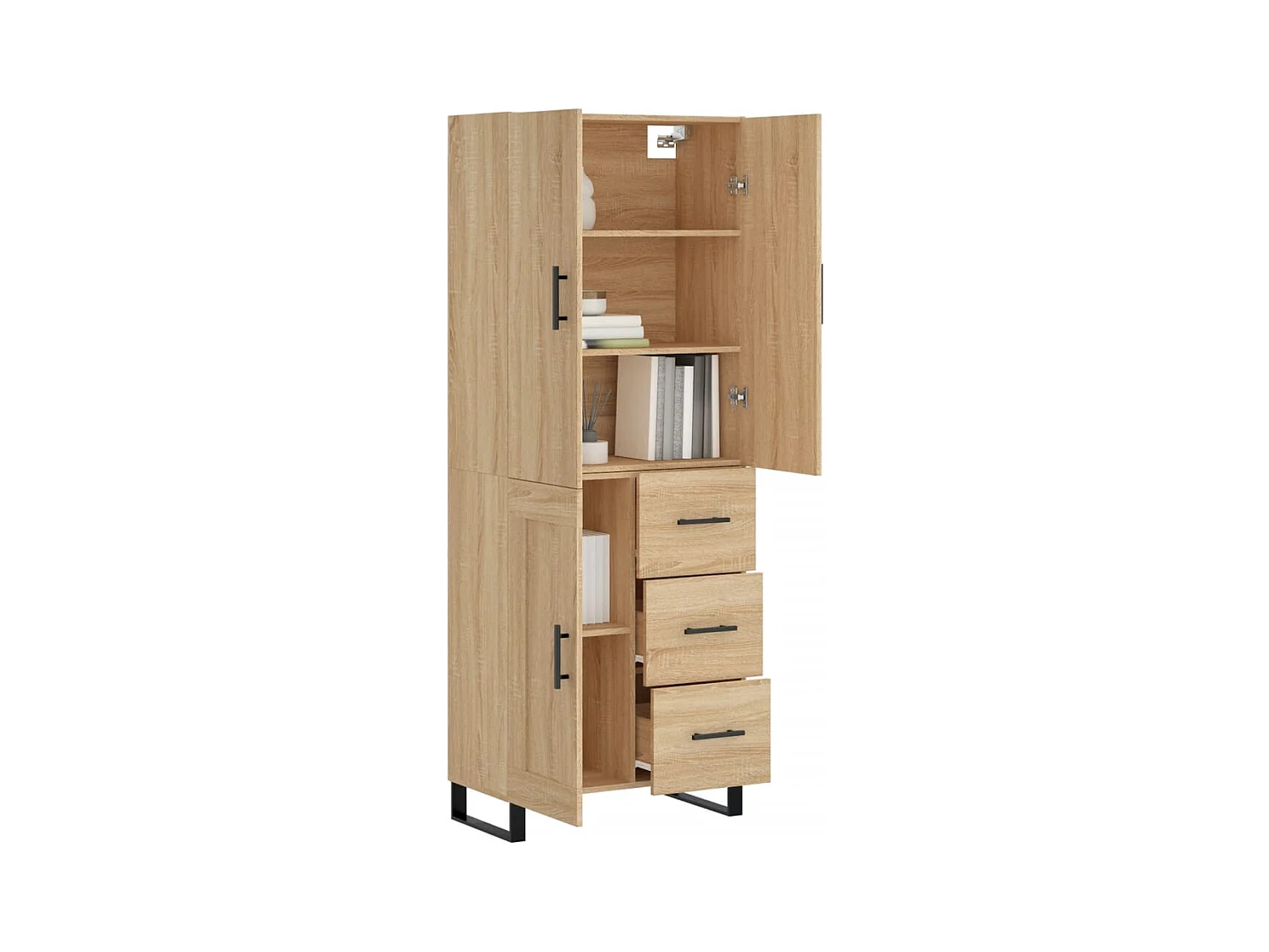 Hoog dressoir Sonoma eiken 69,5x34x180 cm Technisch hout
